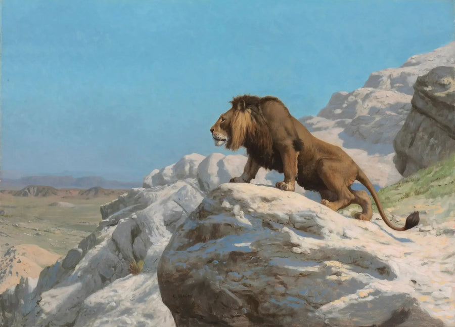Lew na czatach - Jean-Léon Gérôme