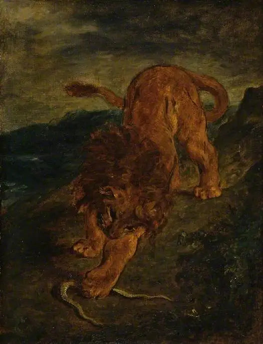 Lew i Wąż - Eugène Delacroix
