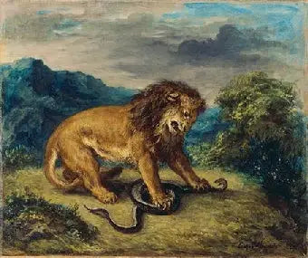 Lew i wąż - Eugène Delacroix