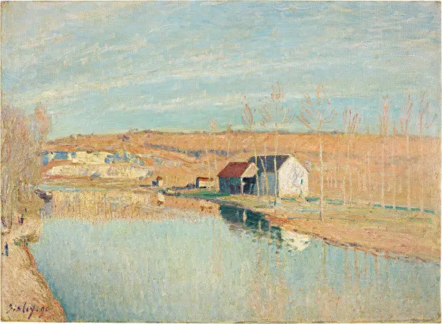 Le Loing i wzgórza Saint-Nicaise - Słońce marca - Alfred Sisley