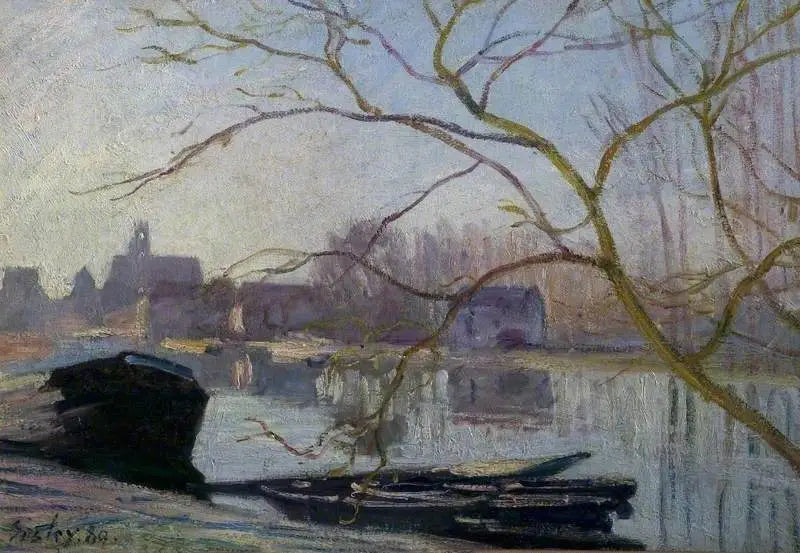 Le Loing, biała galaretka - Alfred Sisley