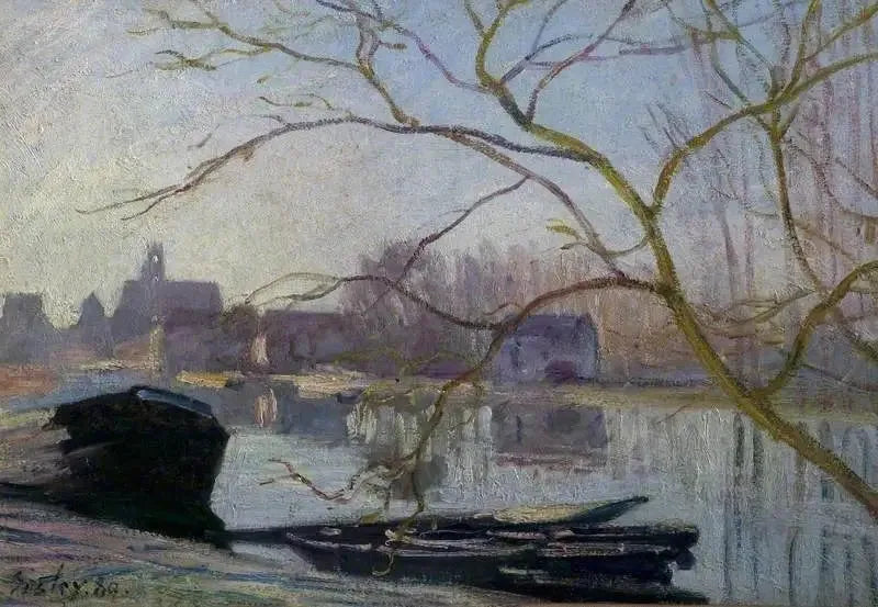 Le Loing, biała galaretka - Alfred Sisley