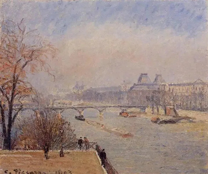 Luwr, poranek, mgła marca - Camille Pissarro