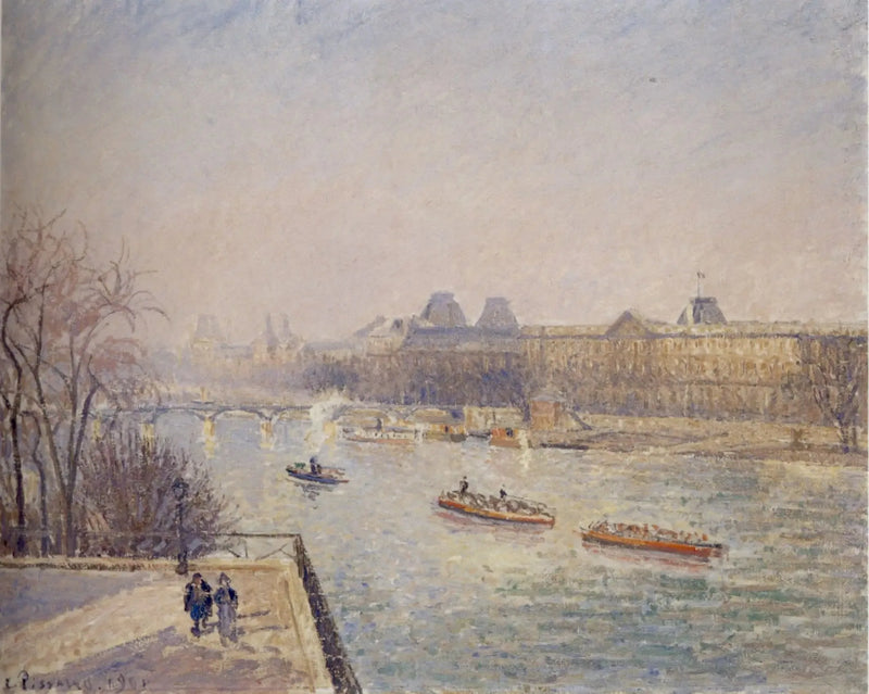 Luwr, poranek, zimowe słońce, biała szron - Camille Pissarro