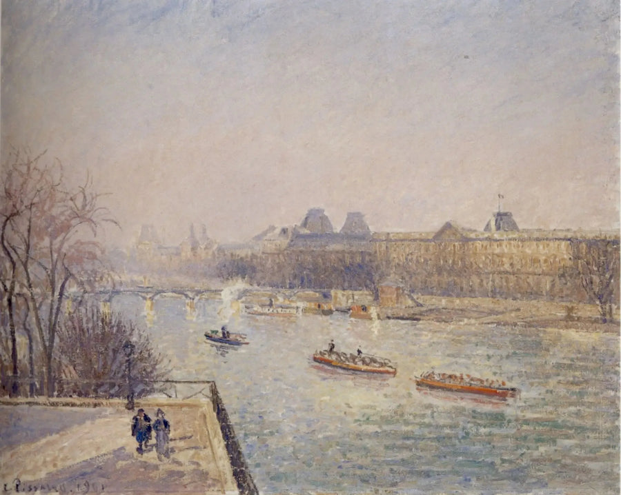 Luwr, poranek, zimowe słońce, biała szron - Camille Pissarro
