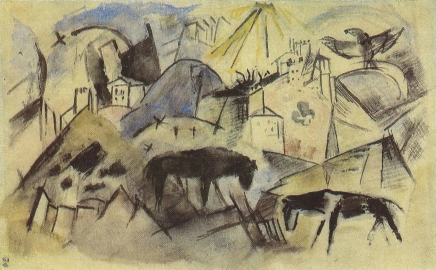Nieszczęśliwy kraj Tyrolu (szkic) - Franz Marc