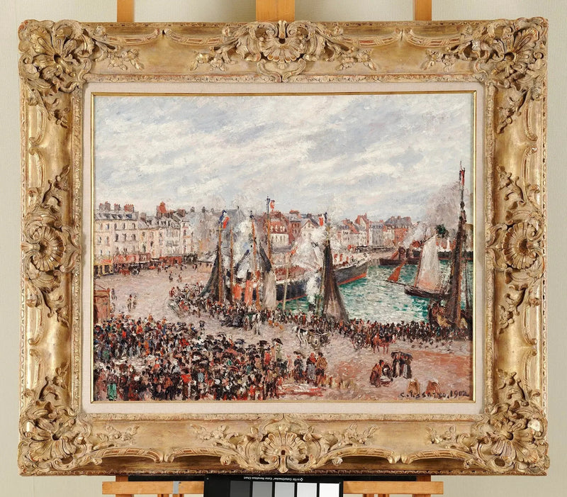 Targ rybny, Dieppe, szary czas, poranek - Camille Pissarro