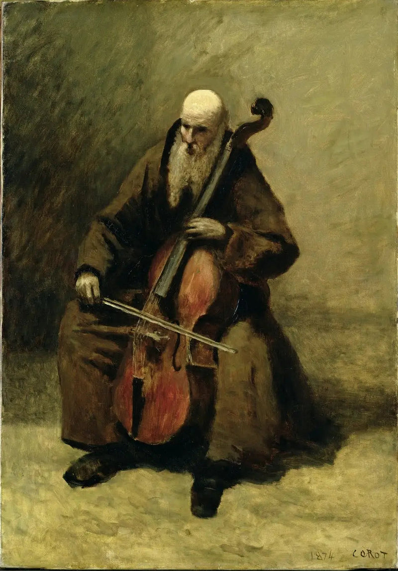 Mnich z wiolonczelą - Jean-Baptiste Camille Corot