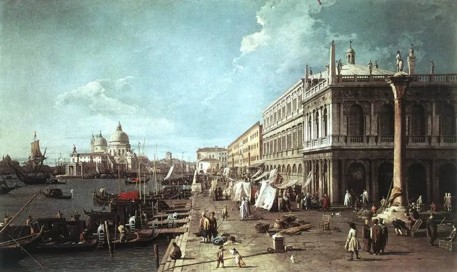 Molo z biblioteką i ujściem Wielkiego Kanału - Canaletto