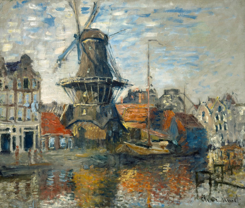 Wiatrak nad kanałem Onbekende, Amsterdam - Claude Monet