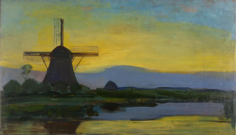 Młyn Oostzijdse w nocy - Piet Mondrian
