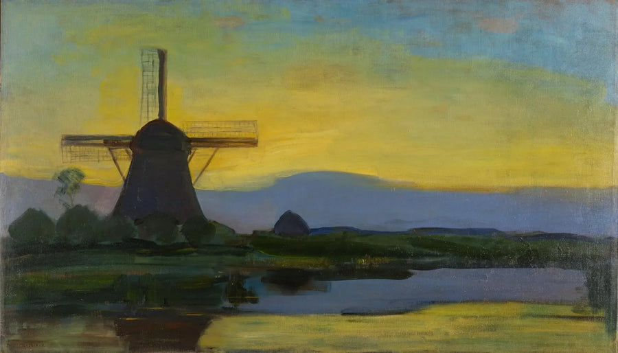 Młyn Oostzijdse w nocy - Piet Mondrian