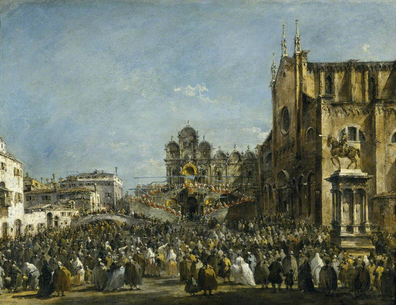 Papież Pius VI błogosławiący lud Włoch w Wenecji w 1782 roku - Francesco Guardi