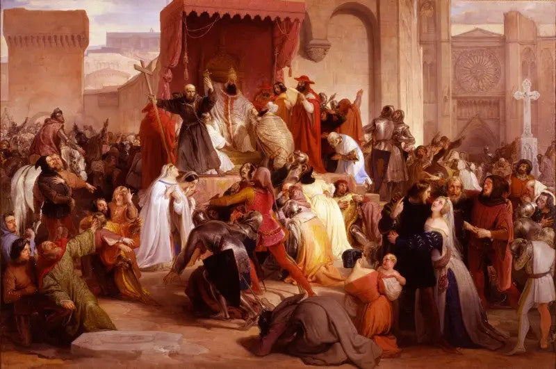 Papież Urban II głoszący pierwszą krucjatę na placu Clermont - Francesco Hayez