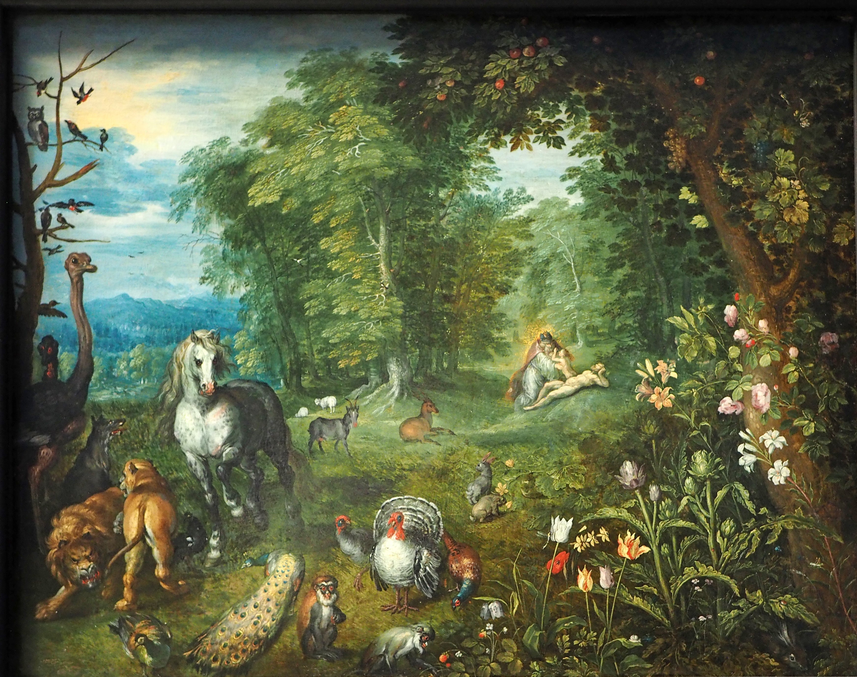 Le paradis avec la création d'Ève - Jan Brueghel le Jeune image 1 copie de tableau peinte à la main