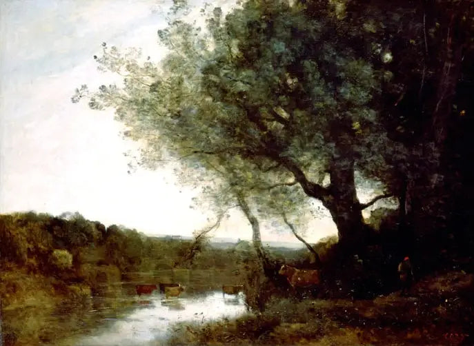 Przejście przez brodę wieczorem - Jean-Baptiste Camille Corot