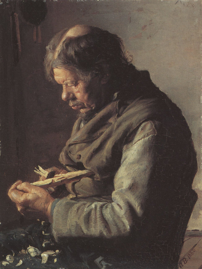 Rybak Lars Gaihede rzeźbi kijek - Anna Ancher