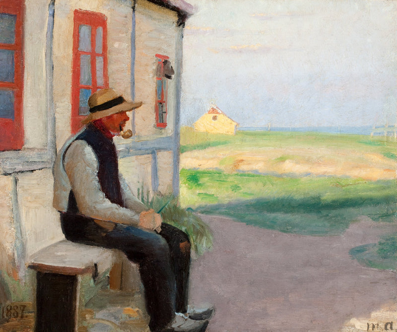 Le pêcheur Niels Gaihede devant sa maison à Skagen Østerby. - Michael Peter Ancher