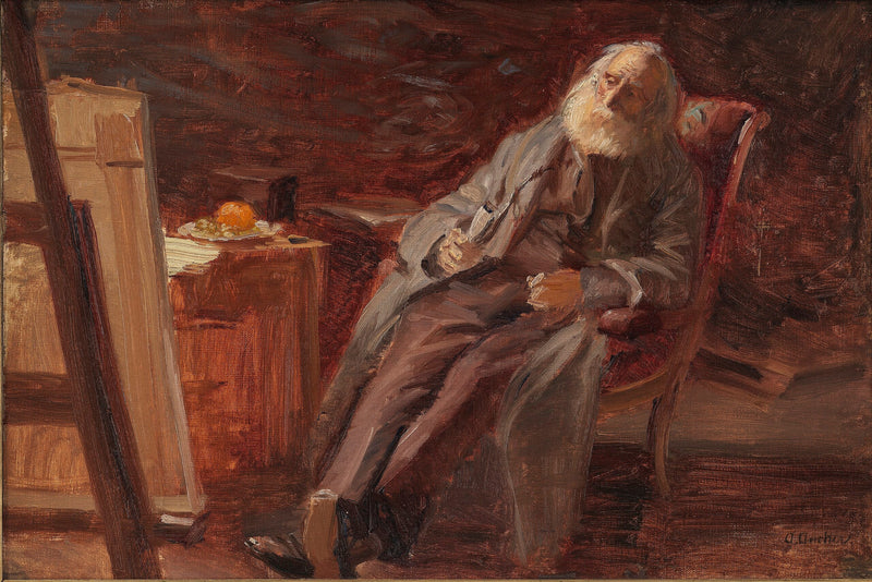 Malarz Vilhelm Kyhn palący fajkę - Anna Ancher