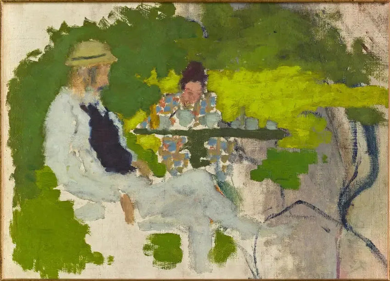 Ojciec i siostra artysty w ogrodzie w Grand-Lemps - Pierre Bonnard