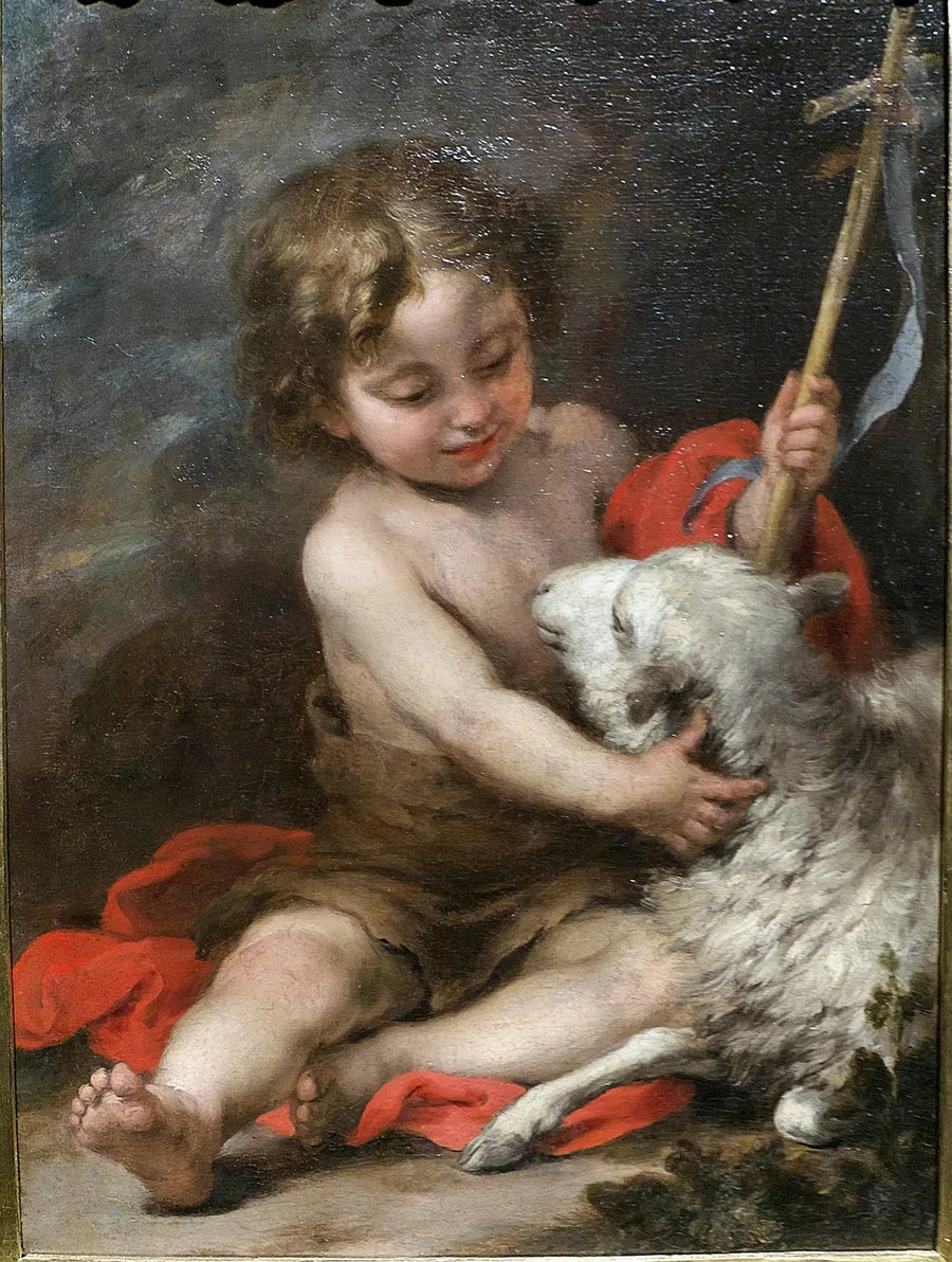 Mały święty Jan bawiący się z jagnięciem - Bartolomé Esteban Murillo