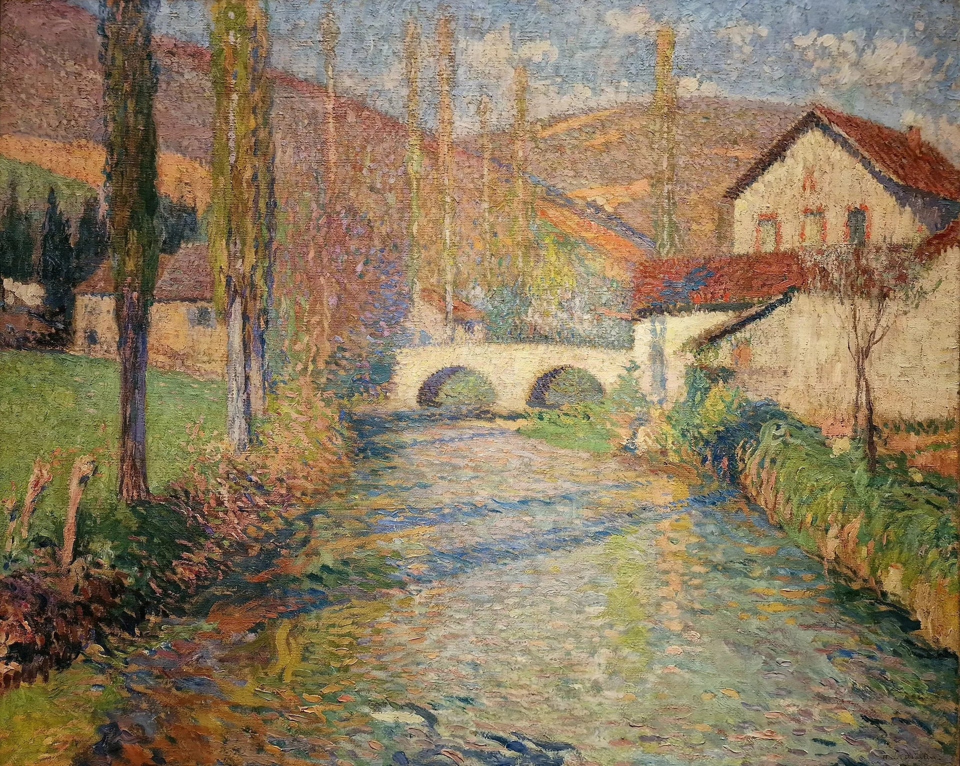 Le pont à Labastide du Vert - Henri-Jean Guillaume Martin image 1 copie peinte à la main à l’huile