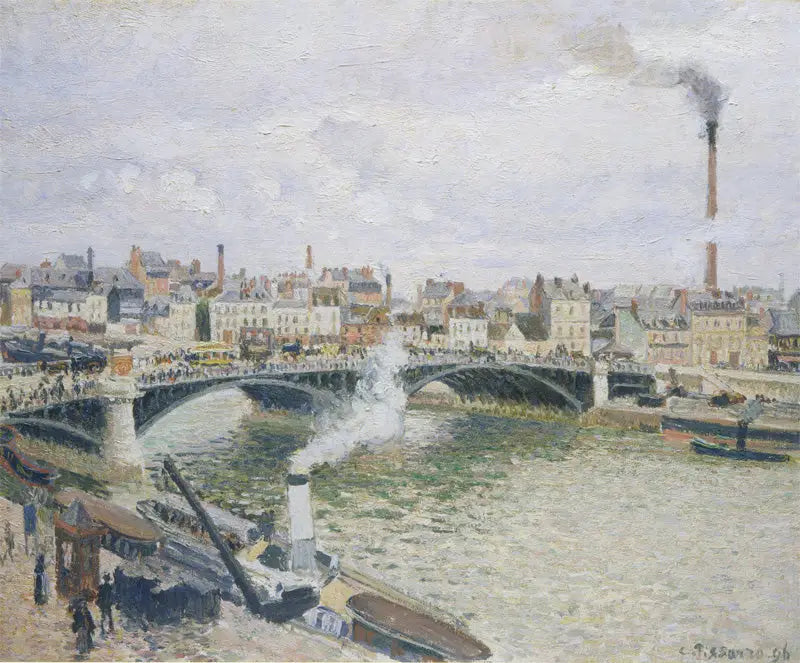 Most Boieldieu w Rouen, poranek, mokra pogoda - Camille Pissarro