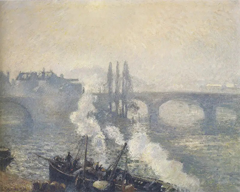 Most Corneille w Rouen, poranna mgła - Camille Pissarro