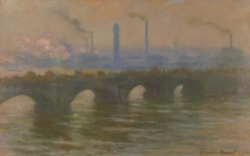 Most Waterloo, pochmurna pogoda - Claude Monet