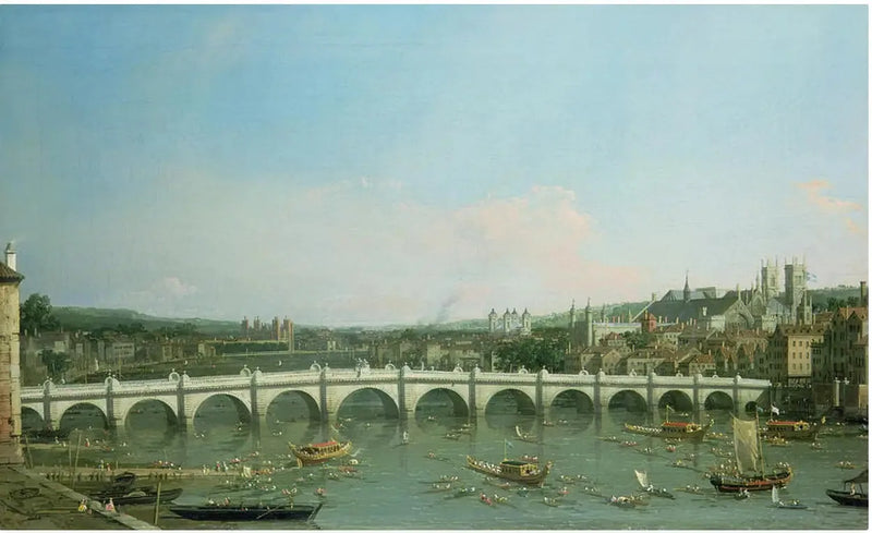 Most Westminsterski widziany od północy z orszakiem Lorda-Mera - Canaletto