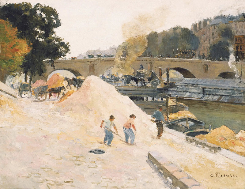 Most Marie widziany z nabrzeża Anjou - Camille Pissarro