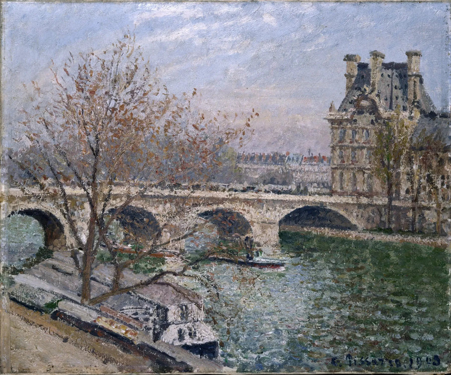 Most Królewski i Pawilon Flore, Poranek, Słońce - Camille Pissarro