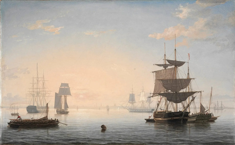 Port Boston, z miastem w oddali - Fitz Henry Lane