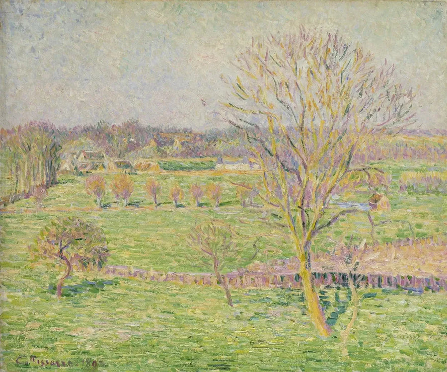 Łąka i wielki orzech, wiosna, Eragny - Camille Pissarro
