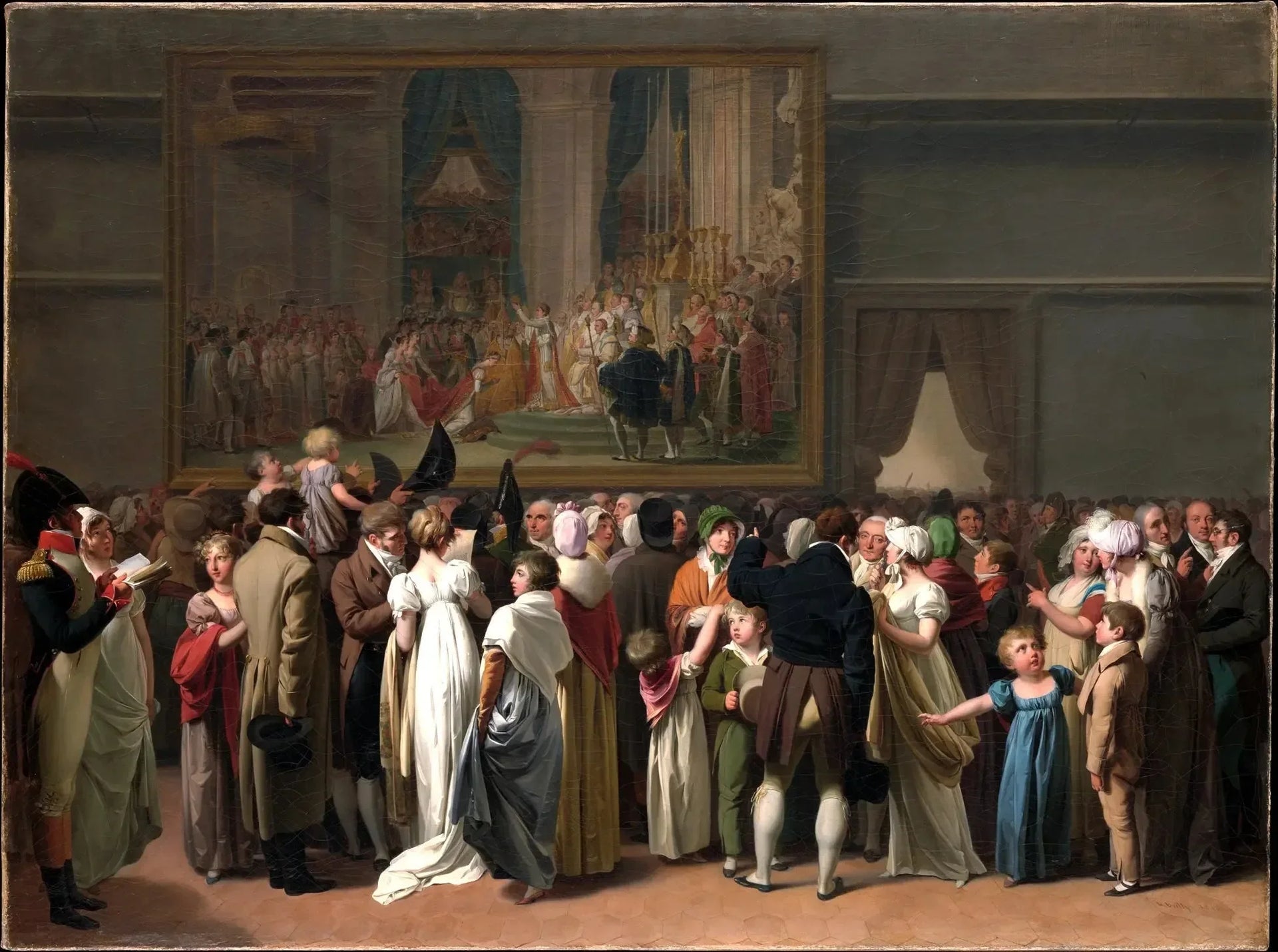 Le Public regardant le « Couronnement » de David au Louvre - Louis-Léopold Boilly image 1 copie de tableau peinte à la main