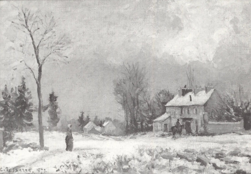 Zajazd pocztowy, droga do Wersalu, Louveciennes, śnieg - Camille Pissarro