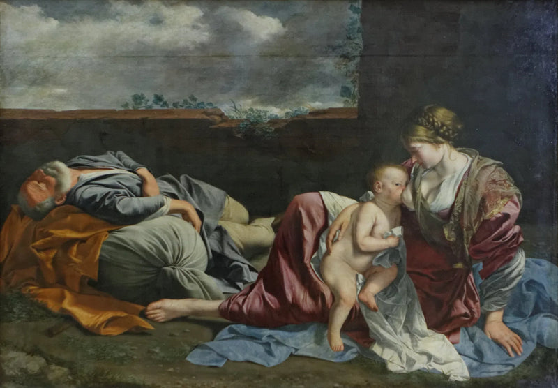 Odpoczynek Świętej Rodziny podczas ucieczki do Egiptu - Orazio Gentileschi