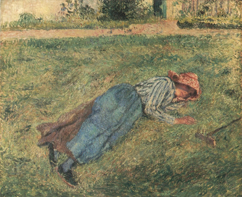 Odpoczynek, wieśniaczka leżąca w trawie, Pontoise - Camille Pissarro