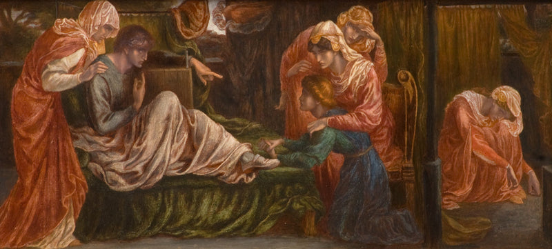 Sen Dantego w dniu śmierci Beatrice (przedstawienie boczne, panel po prawej stronie) - Dante Gabriel Rossetti