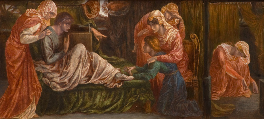 Sen Dantego w dniu śmierci Beatrice (przedstawienie boczne, panel po prawej stronie) - Dante Gabriel Rossetti