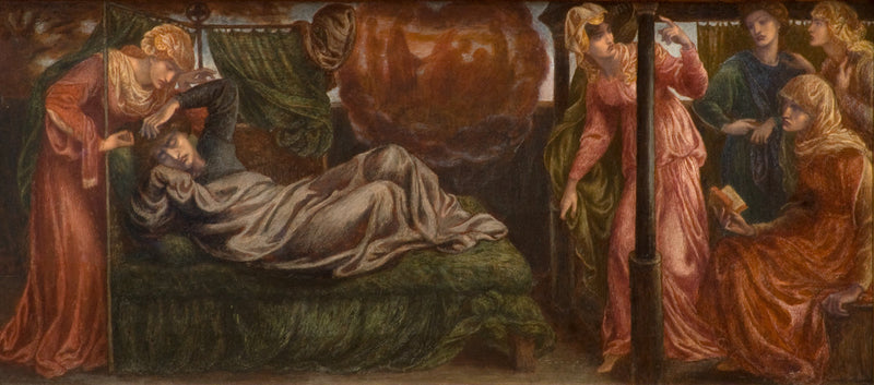Sen Dante w dniu śmierci Beatrice (przednia, panel po lewej stronie) - Dante Gabriel Rossetti