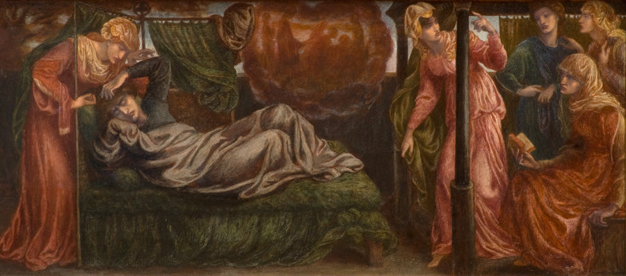 Sen Dante w dniu śmierci Beatrice (przednia, panel po lewej stronie) - Dante Gabriel Rossetti
