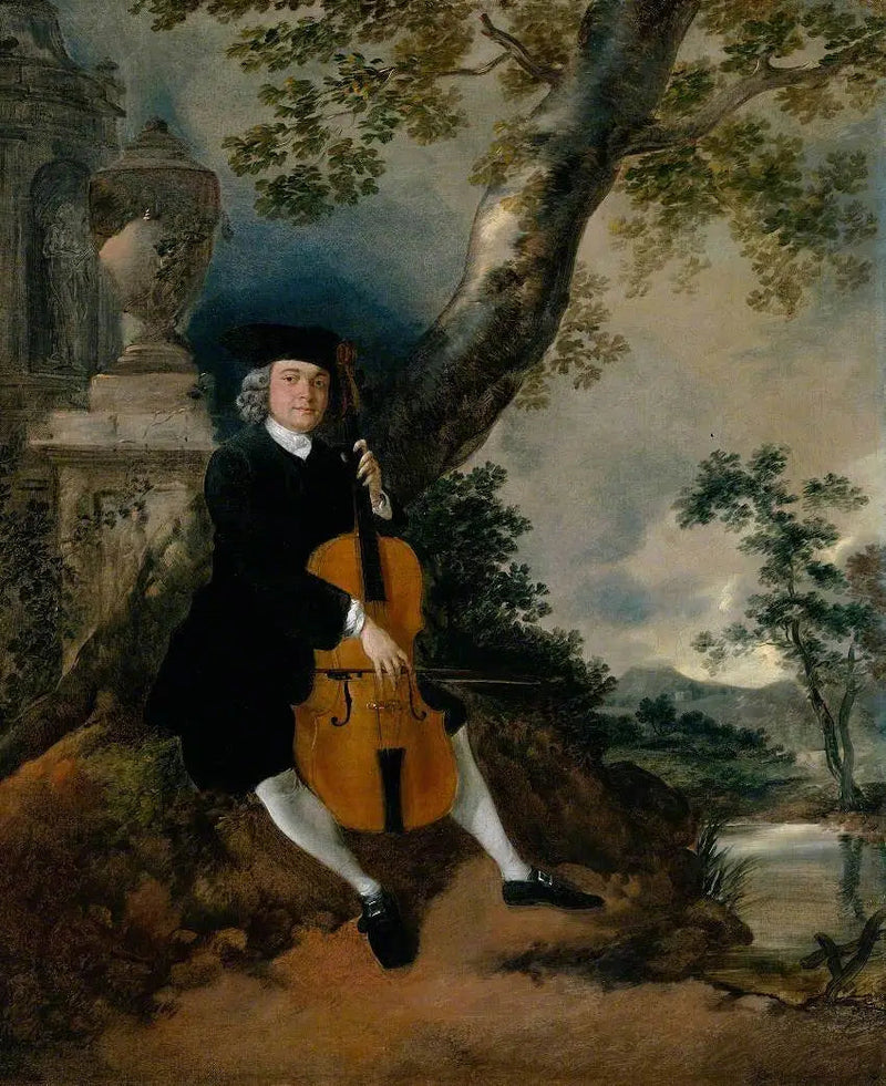 Reverend John Chafy grający na wiolonczeli w pejzażu - Thomas Gainsborough