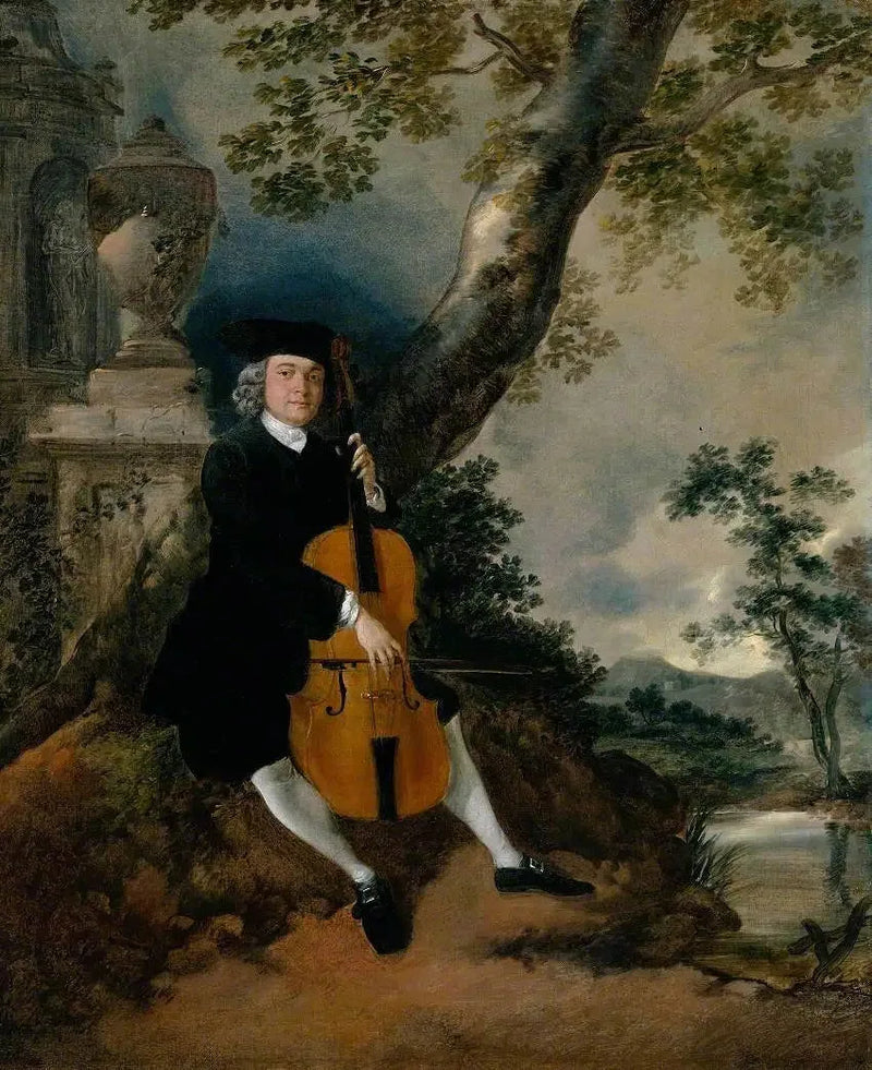 Reverend John Chafy grający na wiolonczeli w pejzażu - Thomas Gainsborough