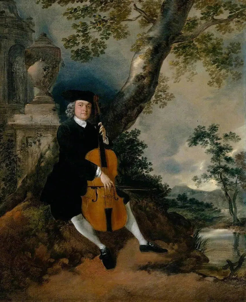 Reverend John Chafy grający na wiolonczeli w pejzażu - Thomas Gainsborough