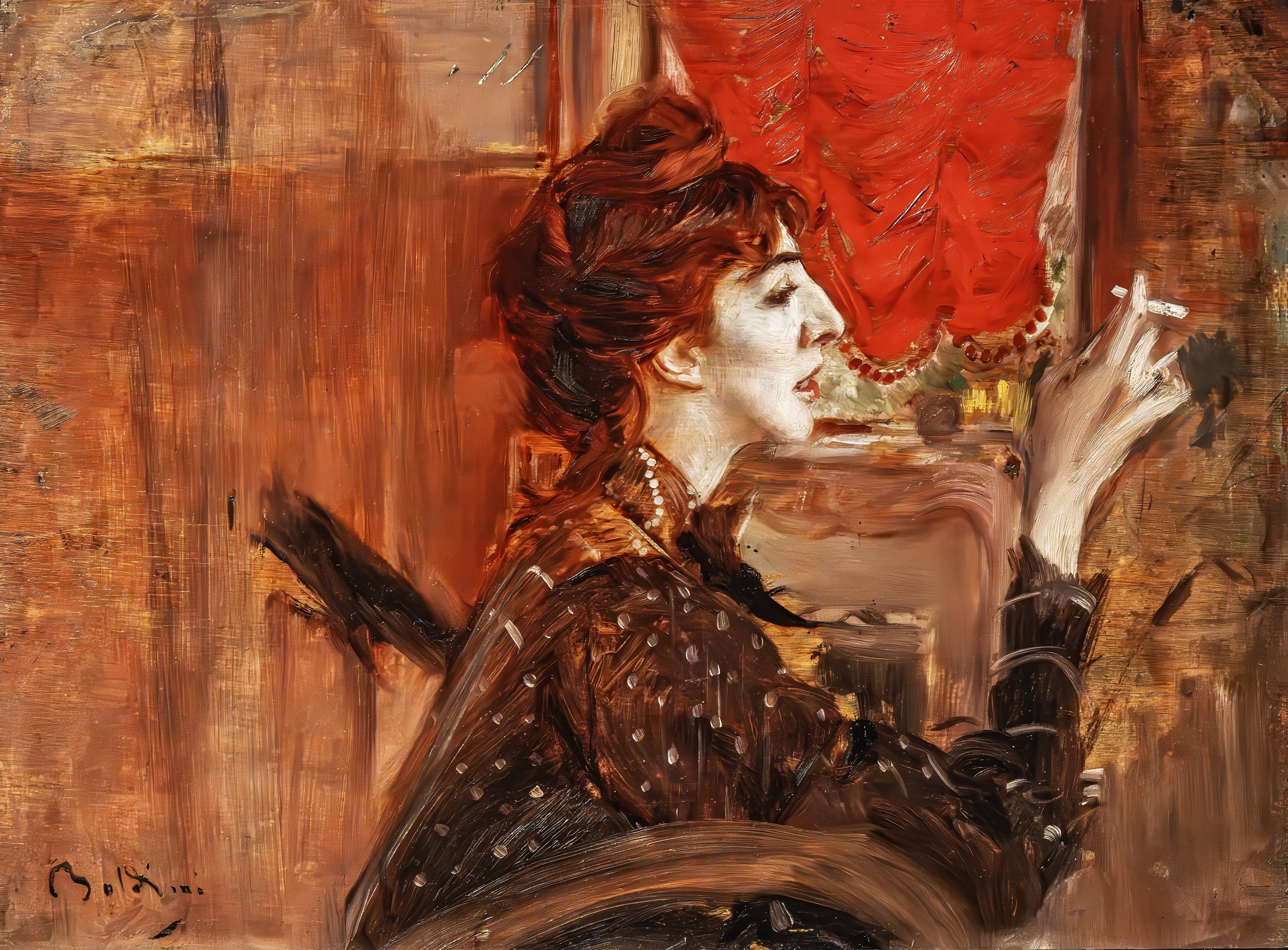 Le rideau rouge - Giovanni Boldini - Alpha Reproduction