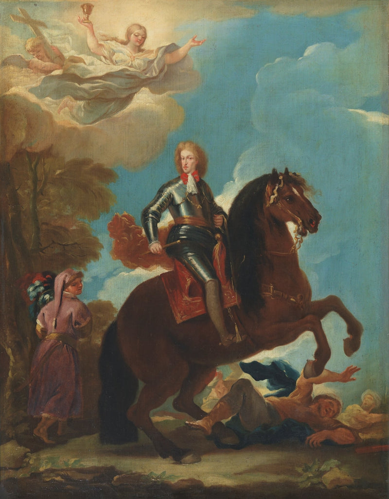 Król Karol II Hiszpanii na koniu - Luca Giordano