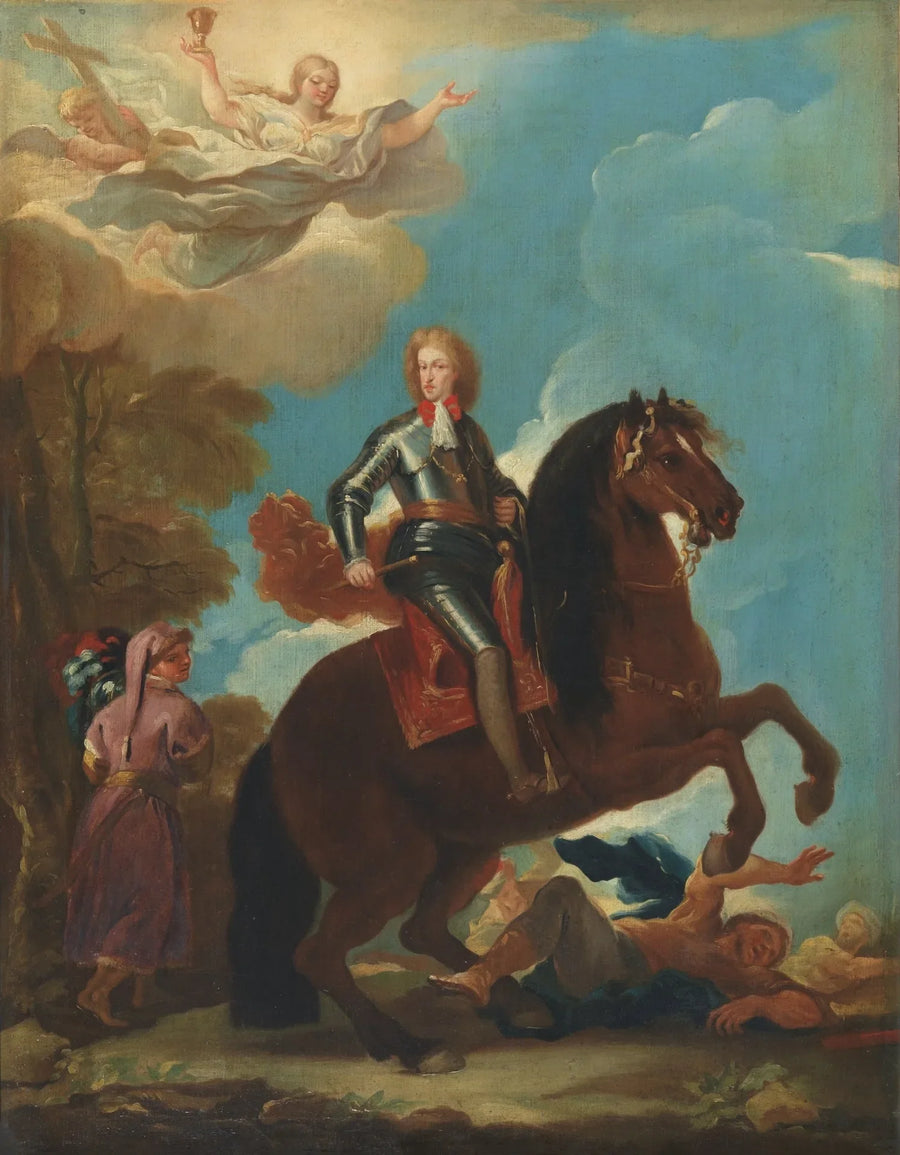 Król Karol II Hiszpanii na koniu - Luca Giordano
