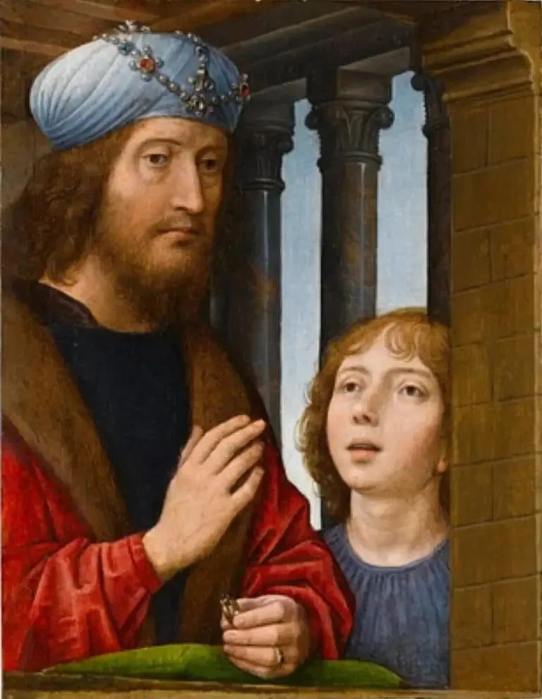 Król Dawid i chłopiec - Hans Memling