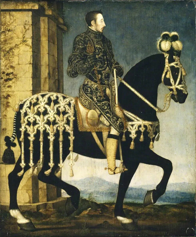 Król Henryk II, król Francji (1519-1559 na koniu - François Clouet